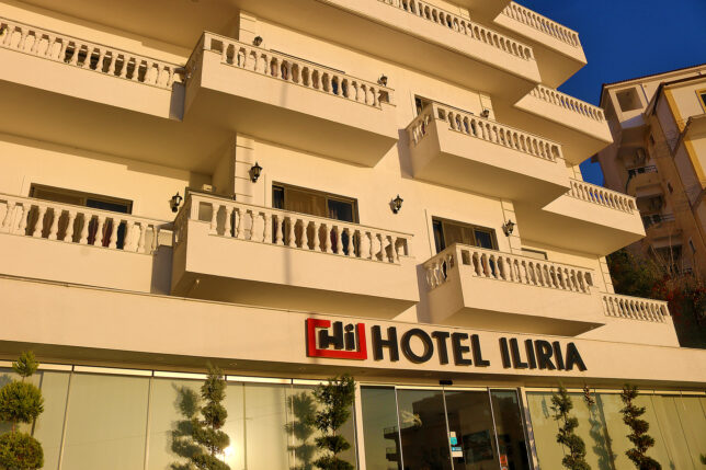 a building with a sign on the front