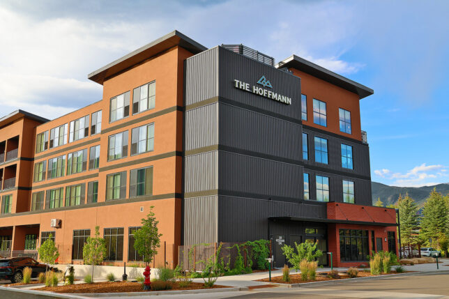 a building with a sign on the side