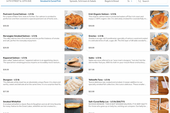 a screenshot of a menu