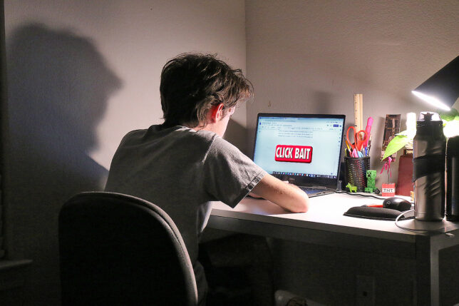 a man sitting at a desk with a laptop