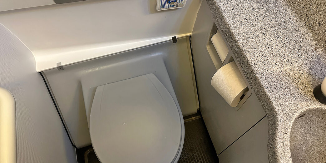 a toilet in a bathroom