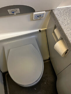 a toilet in a bathroom