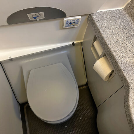 a toilet in a bathroom