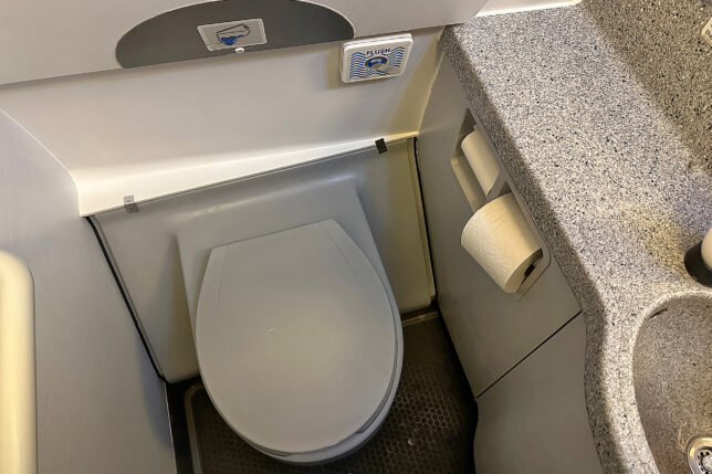 a toilet in a bathroom