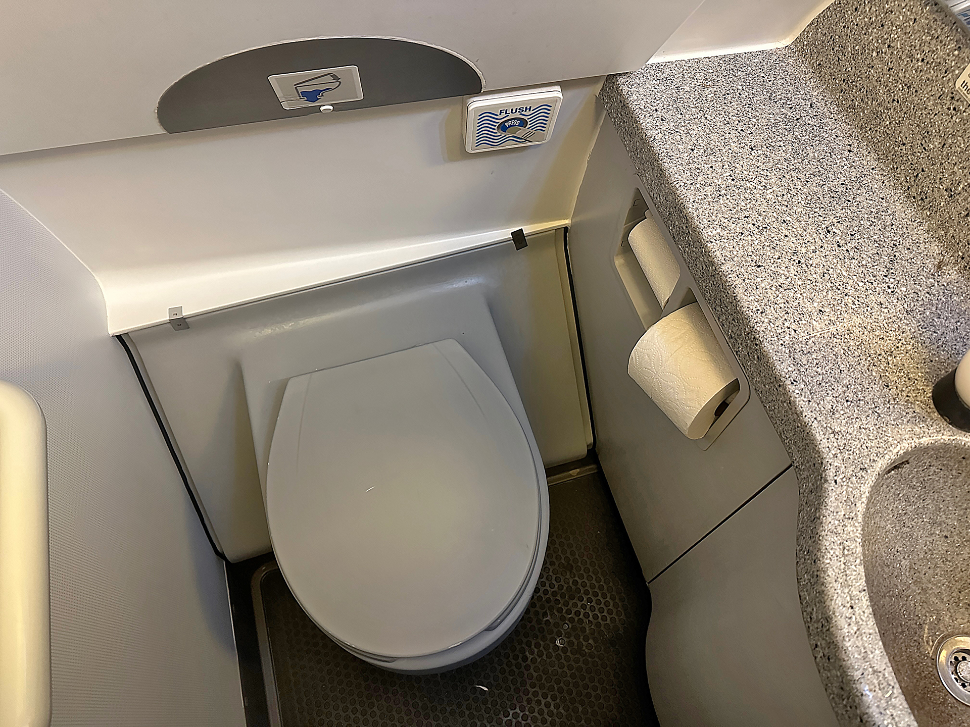 a toilet in a bathroom