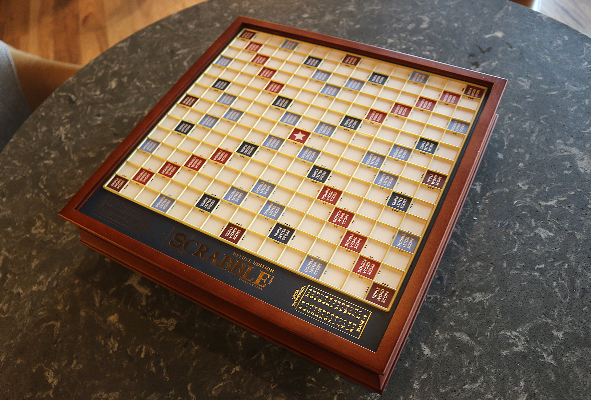 a game board on a marble table