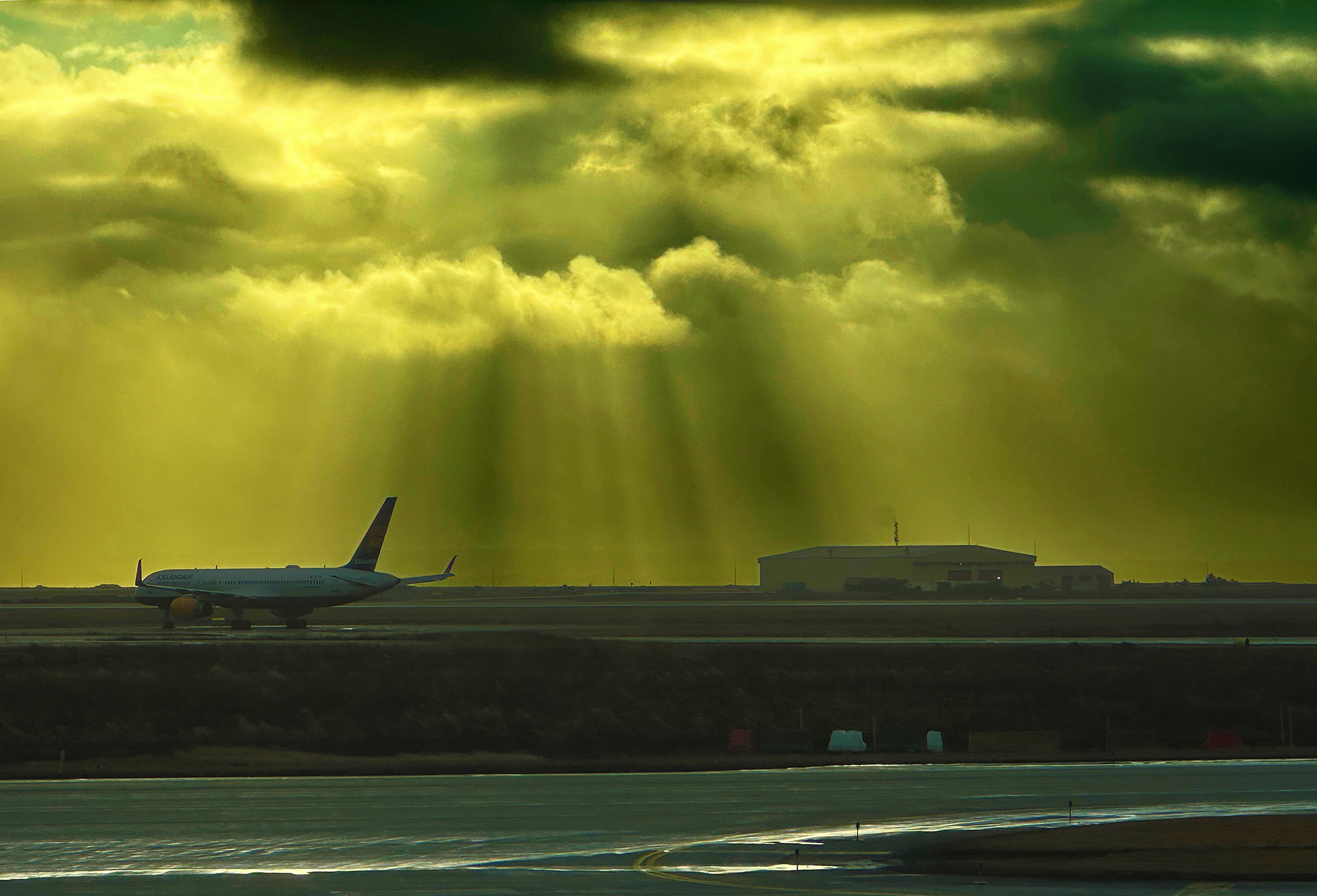 a plane on the runway