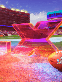 a football in a stadium