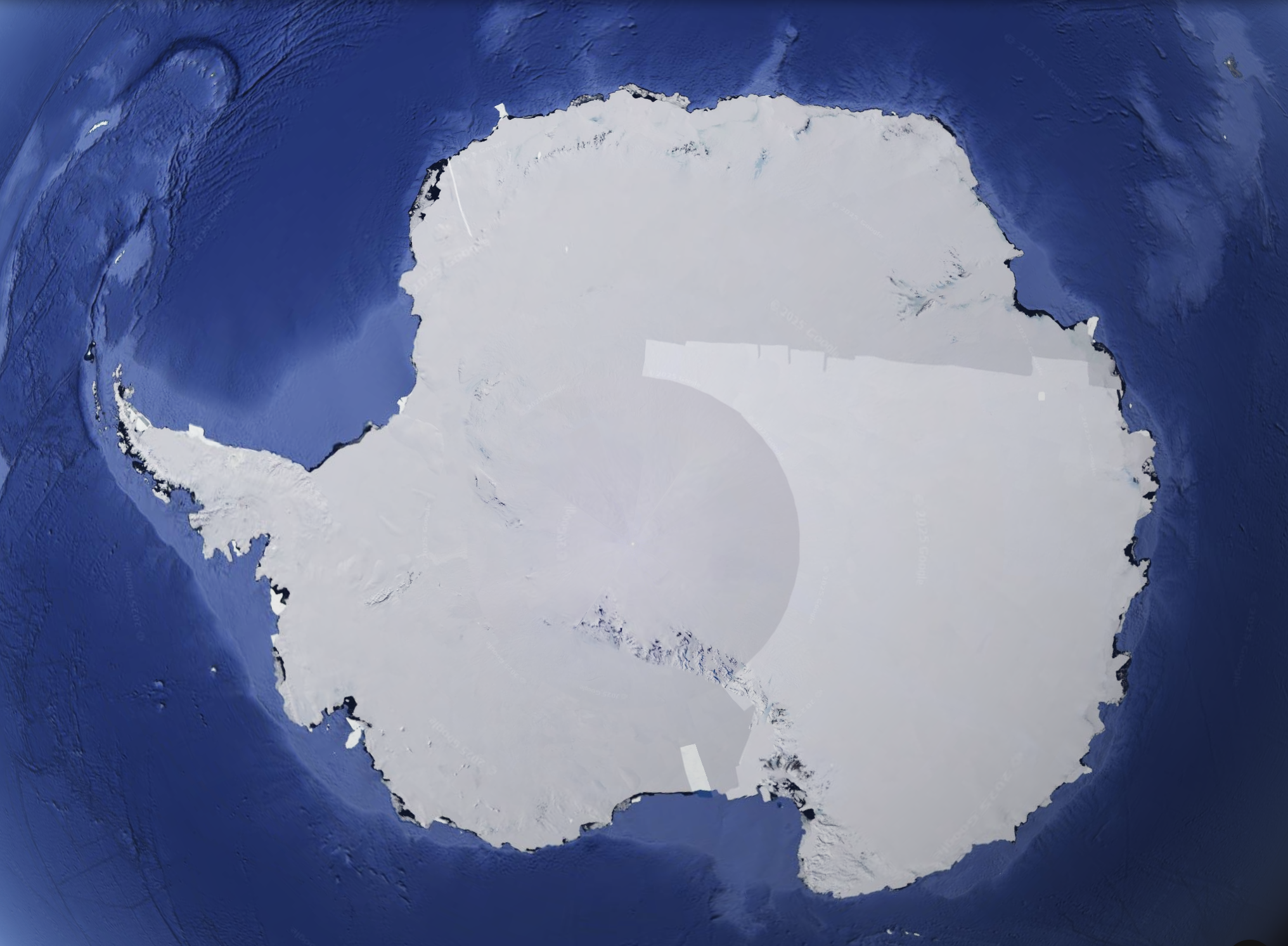 a satellite view of a large white object