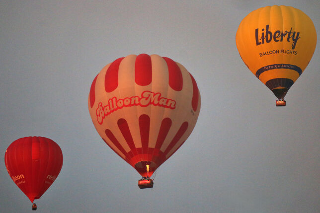 a group of hot air balloons in the sky