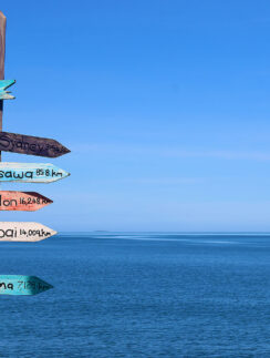 a sign post with different directions