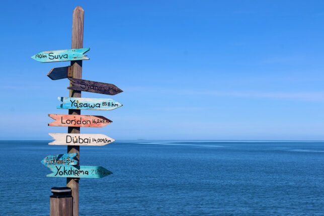 a sign post with different directions