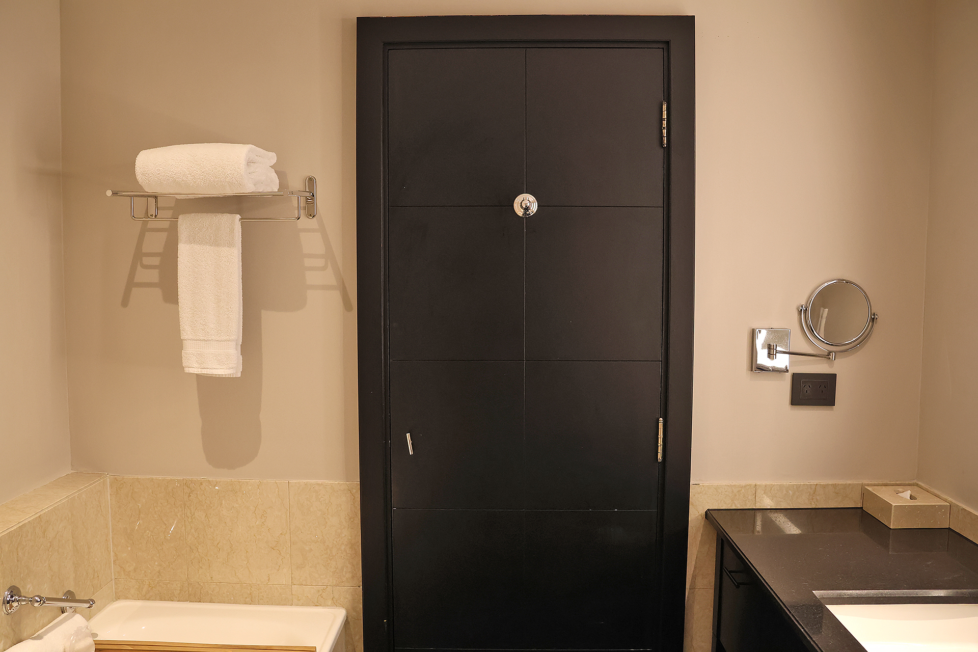 a door in a bathroom