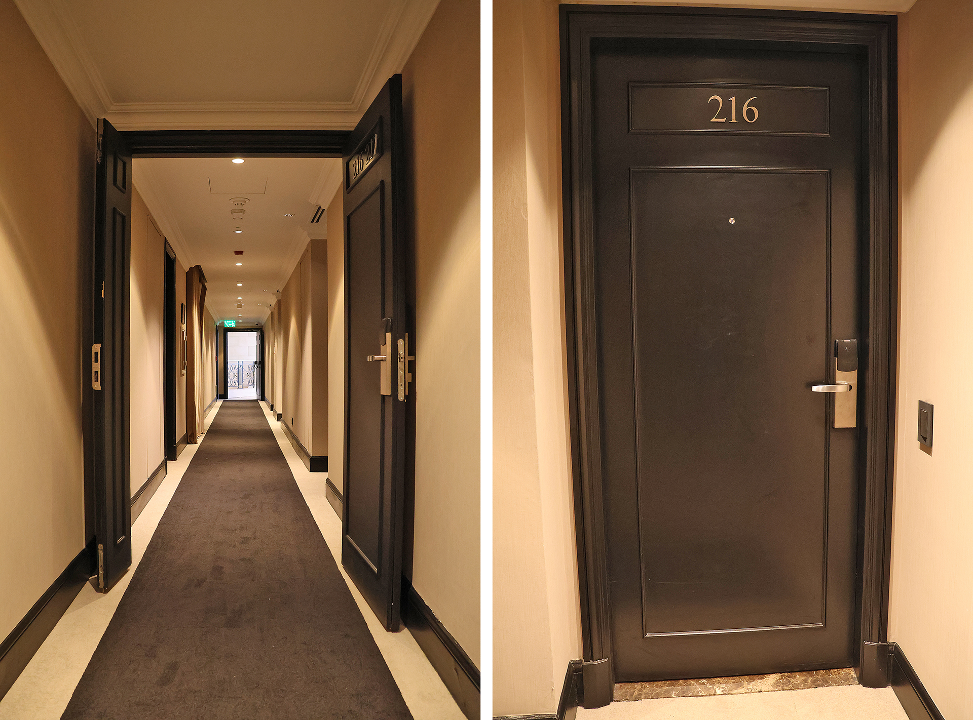 a two doors in a hallway