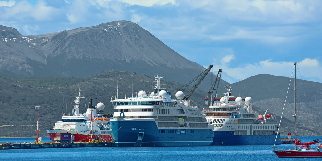 a group of ships in the water