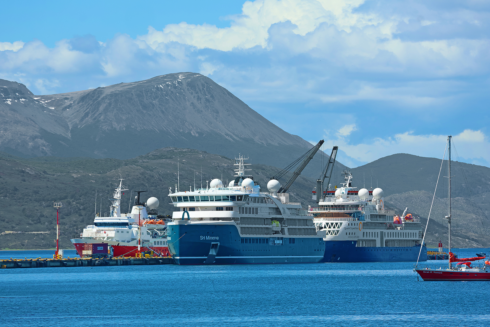 a group of ships in the water