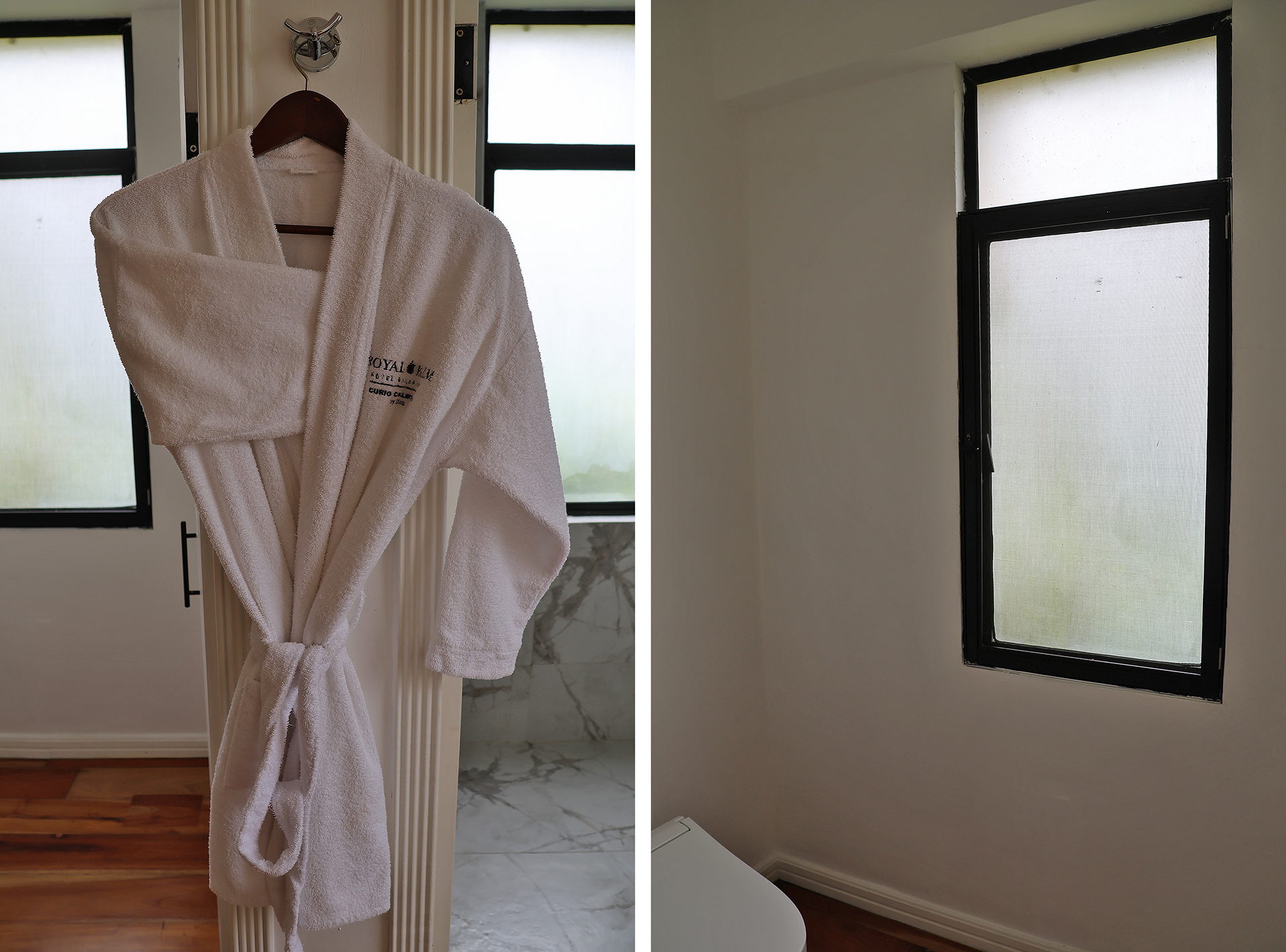 a white robe on a door