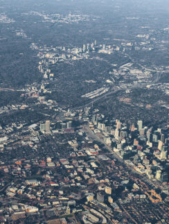 an aerial view of a city
