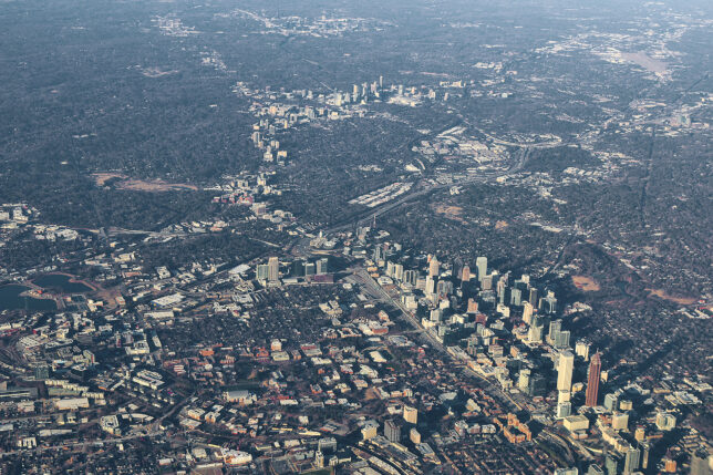 an aerial view of a city