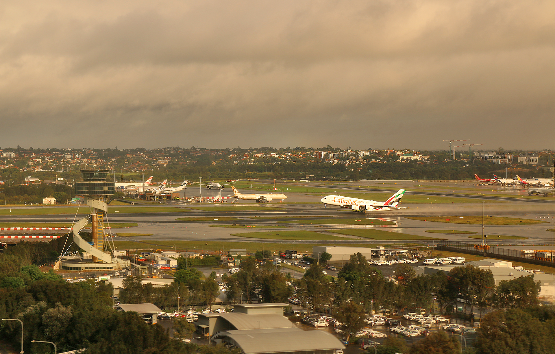 an airplane on the runway