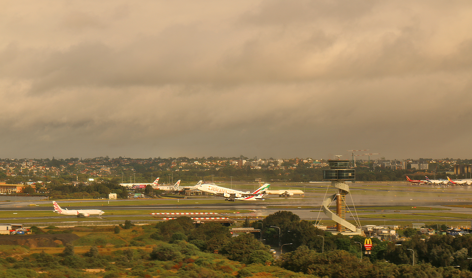 airplanes on a runway