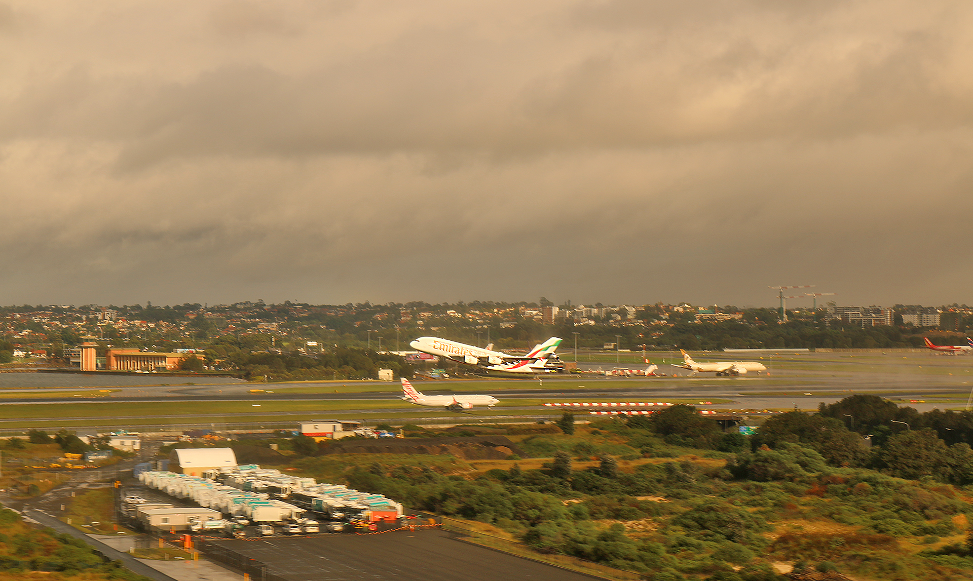 an airplane on the runway