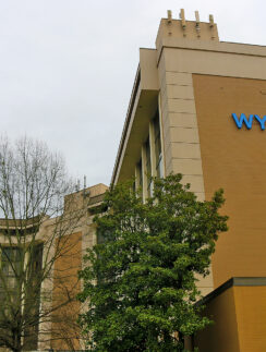 a building with a sign on it