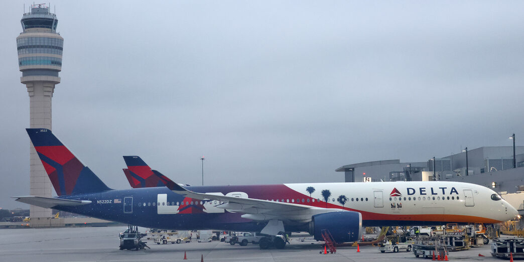 a plane parked at an airport