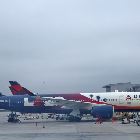 a plane parked at an airport