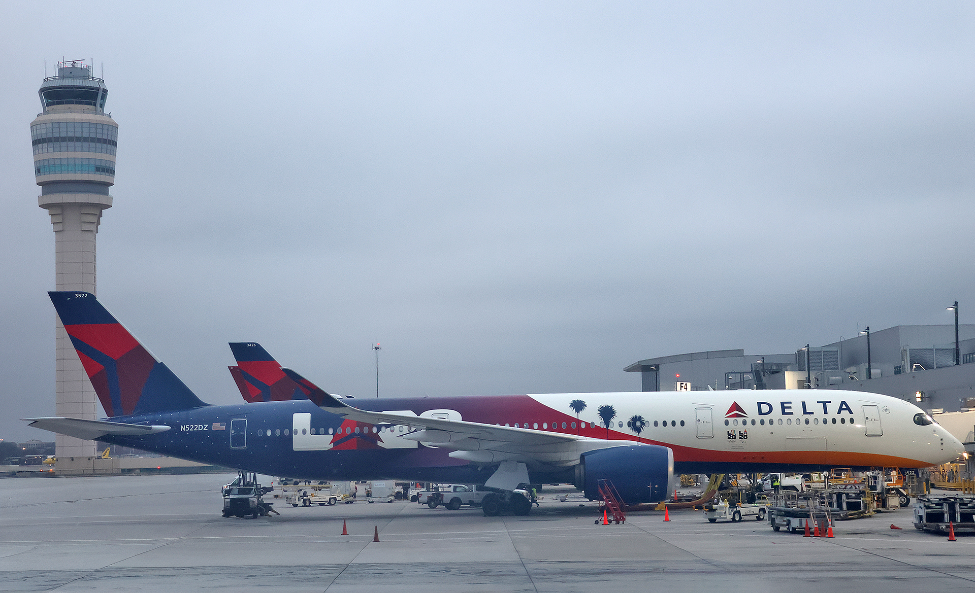 a plane parked at an airport