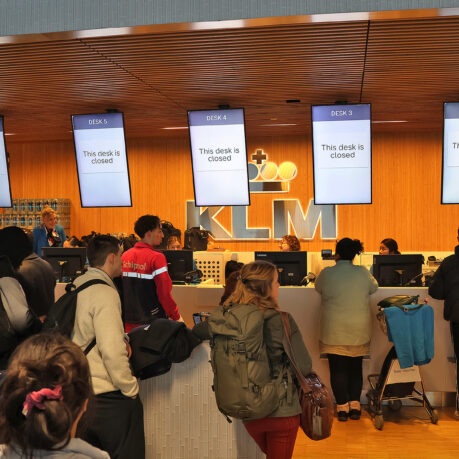 people standing in front of a counter