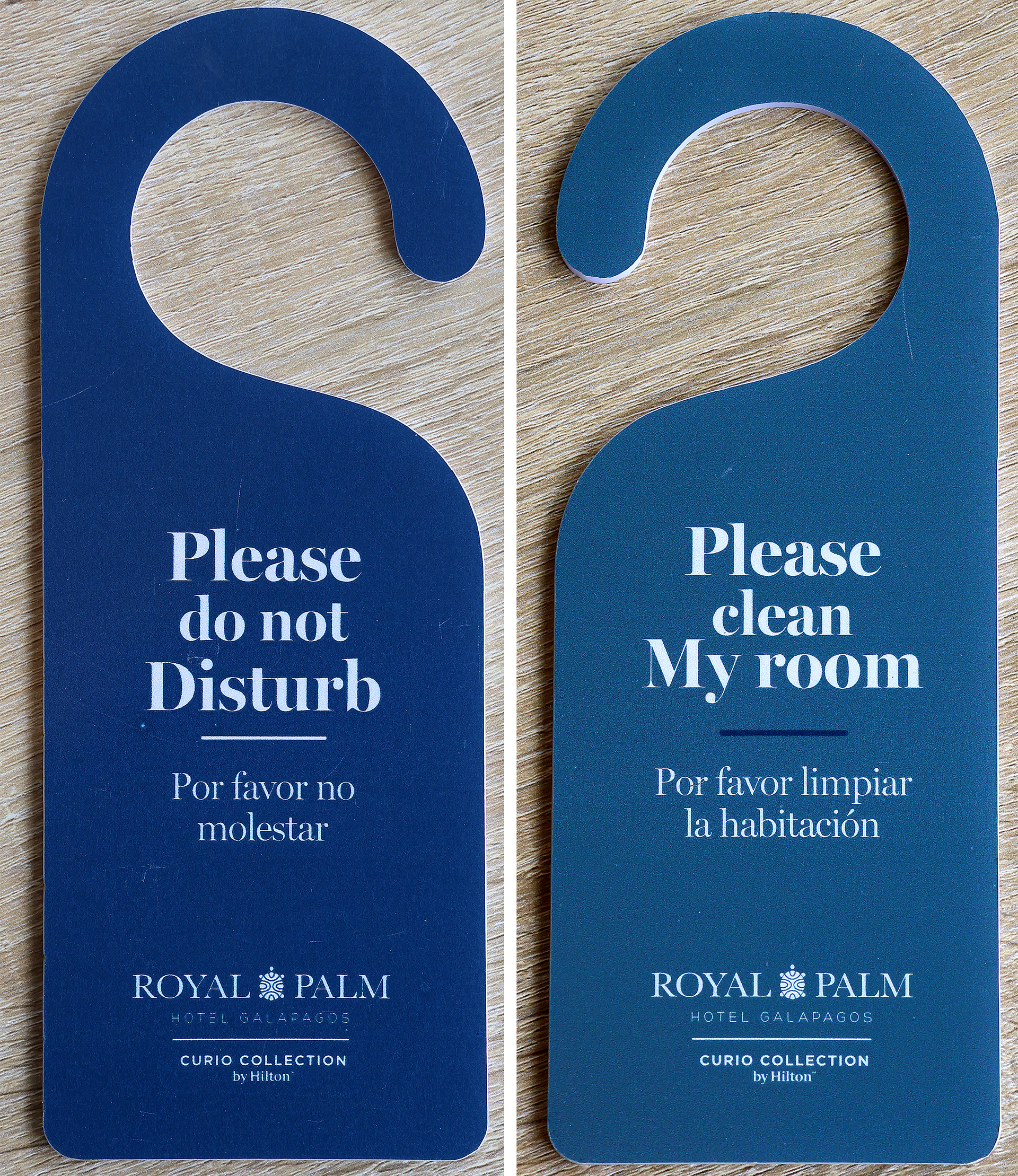 a blue door swinger with white text