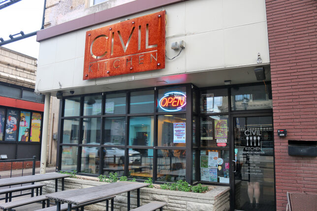 a building with a sign on the front