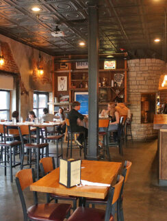 a room with tables and chairs