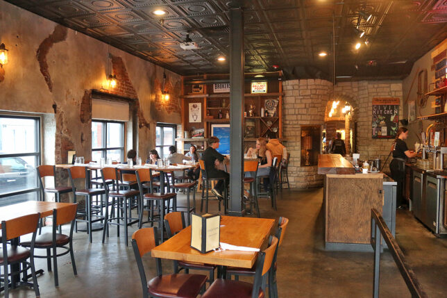 a room with tables and chairs