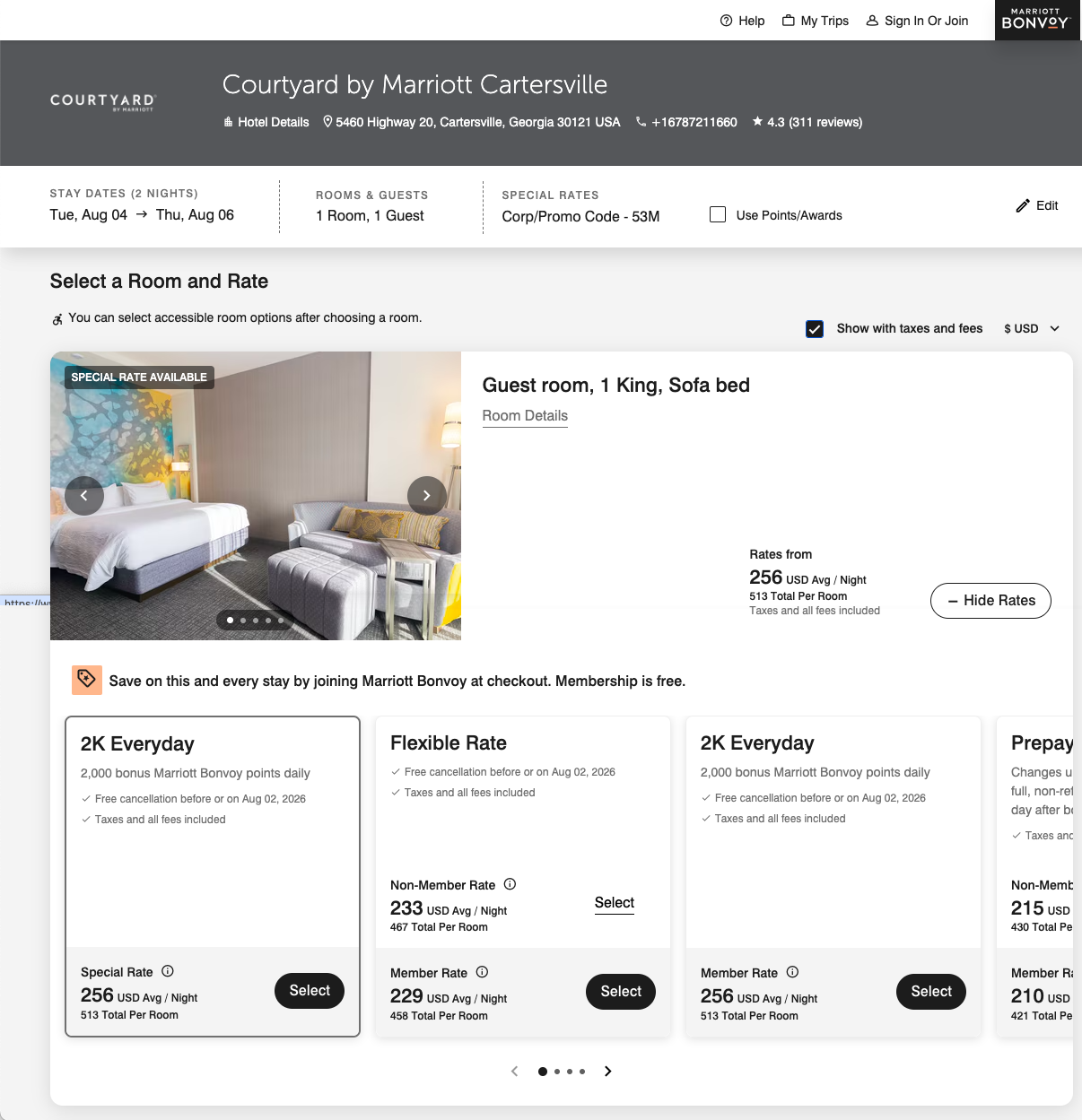 a screenshot of a hotel website