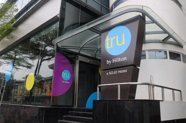 a sign outside of a hotel