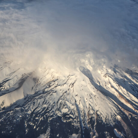 a snow covered mountain top